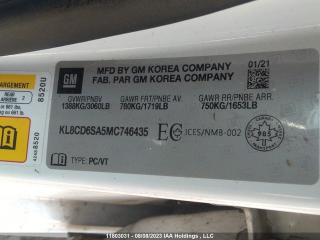 Chevrolet SPARK 1LT 2021 KL8CD6SA5MC746435 Image 9