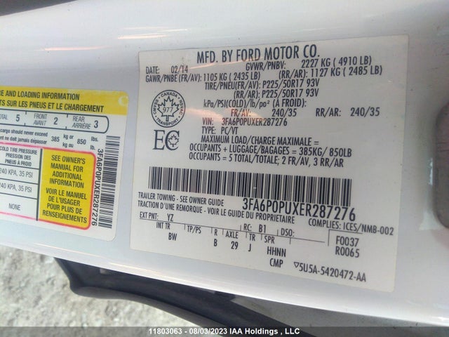 Aukcja sprzedaży 2014 Ford Fusion Energi Se Luxury, vin: 3FA6P0PUXER287276, numer aukcji: 11803063