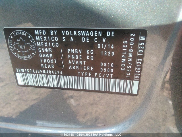 3VW1K7AJ6EM404324 Volkswagen JETTA S
