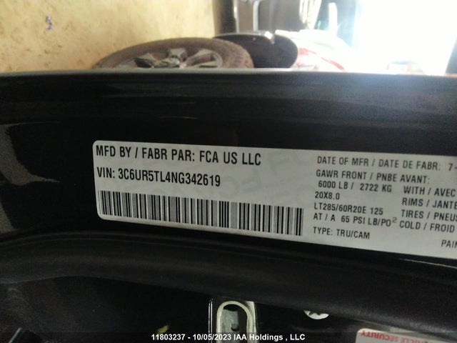 3C6UR5TL4NG342619 RAM 2500 Limited