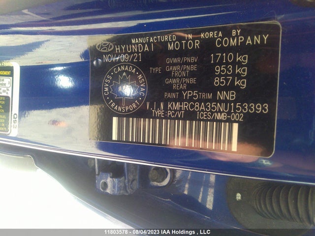 Hyundai Venue Sel/limited 2022 KMHRC8A35NU153393 Image 9