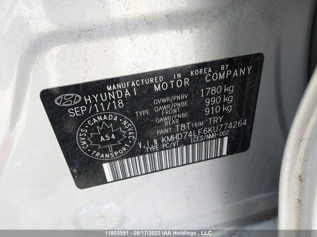 Hyundai Elantra Essential 2019 KMHD74LF6KU774264 Image 9