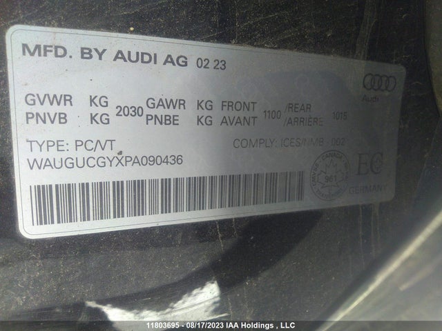 WAUGUCGYXPA090436 Audi A3 PREMIUM