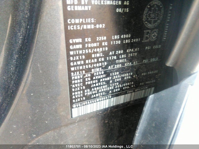 WVGJV7AX6GW006978 Volkswagen Tiguan Comfort/high/r-line/sp Ed