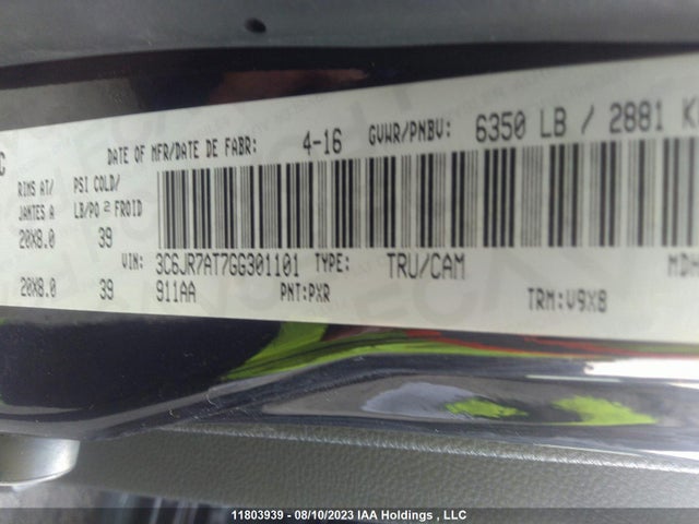 3C6JR7AT7GG301101 RAM 1500 Express