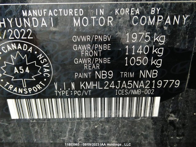 Hyundai Sonata Preferred 2022 KMHL24JA5NA219779 Image 9