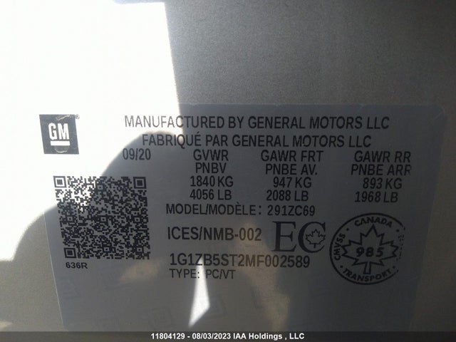 Chevrolet MALIBU LS 2021 1G1ZB5ST2MF002589 Image 9