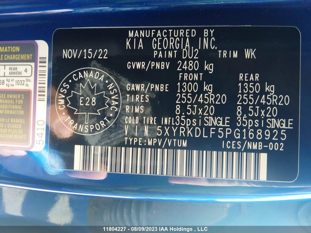 KIA SORENTO 2023 5XYRKDLF5PG168925 Image 9