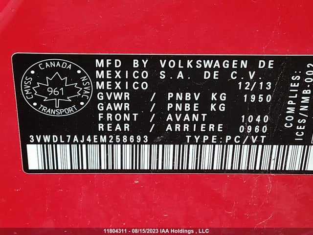 3VWDL7AJ4EM258693 Volkswagen Jetta Sedan Comfortline/highline