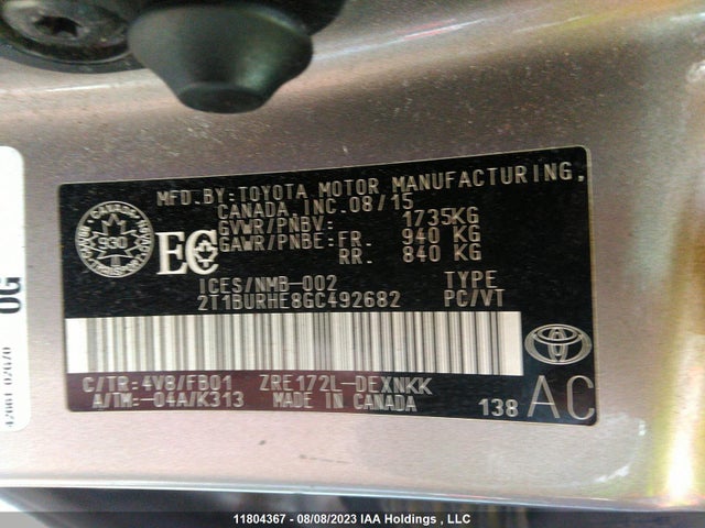 Toyota COROLLA 2016 2T1BURHE8GC492682 Image 9