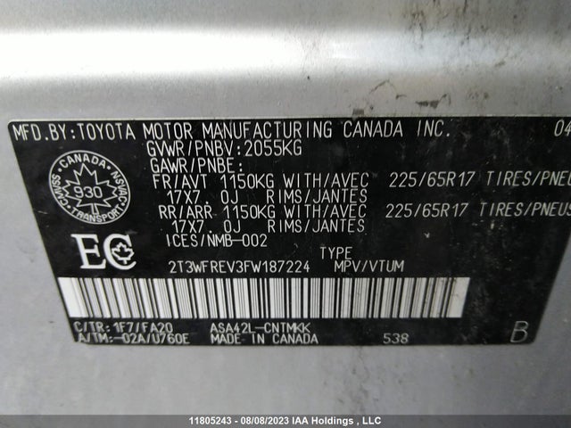 Toyota Rav4 Xle 2015 2T3WFREV3FW187224 Image 9