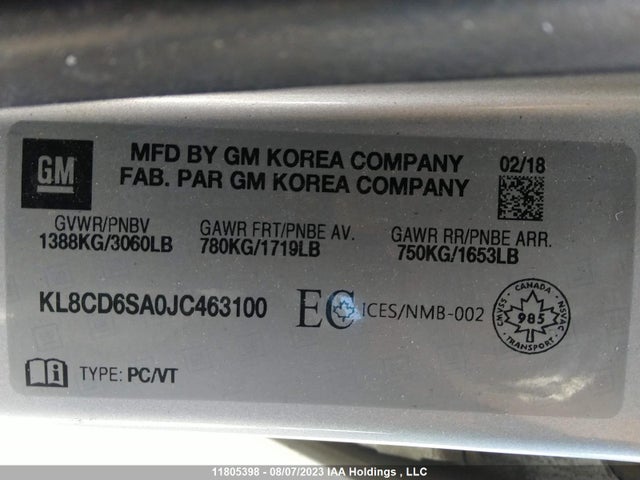 Chevrolet Spark Lt 2018 KL8CD6SA0JC463100 Image 9
