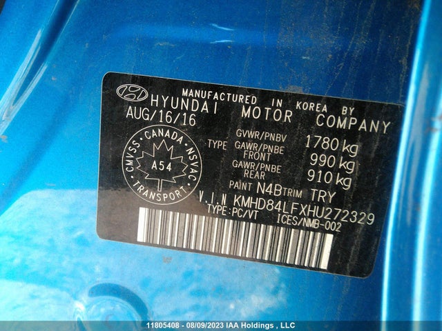 Hyundai Elantra Gls 2017 KMHD84LFXHU272329 Image 9