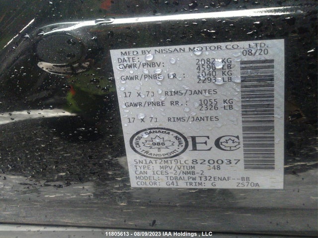 Nissan ROGUE S/SV 2020 5N1AT2MT9LC820037 Image 9