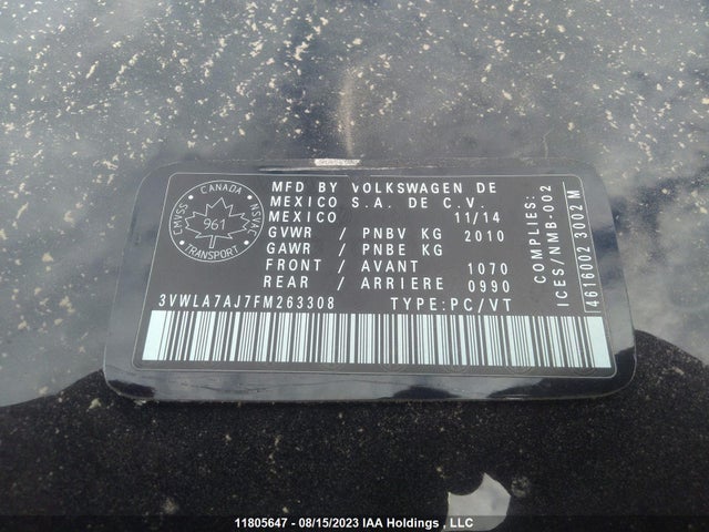 3VWLA7AJ7FM263308 Volkswagen Jetta Sedan Highline