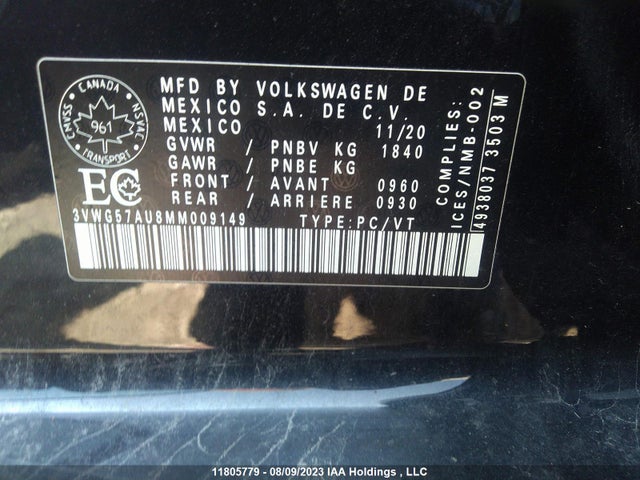 3VWG57AU8MM009149 Volkswagen Golf Comfortline/highline