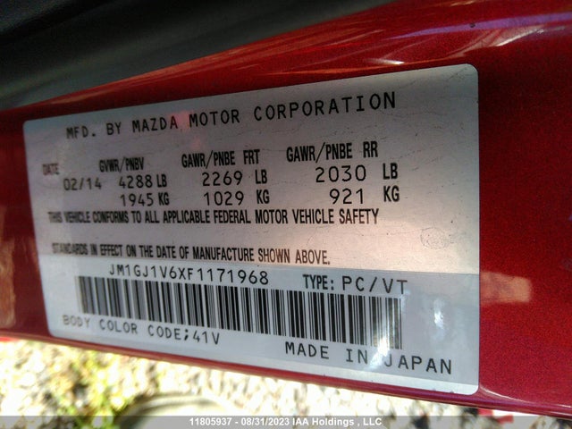 Mazda Mazda6 Gs 2015 JM1GJ1V6XF1171968 Image 9