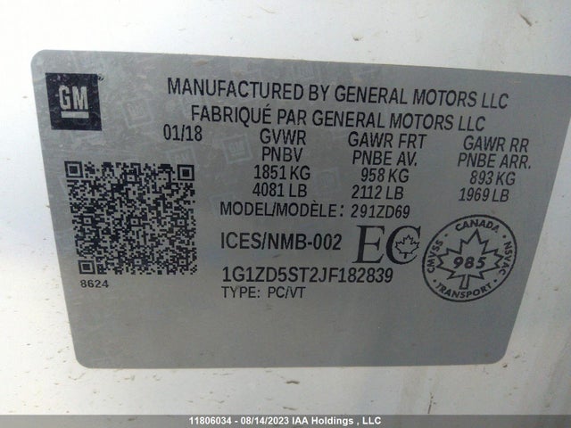 Chevrolet MALIBU LT 2018 1G1ZD5ST2JF182839 Image 9