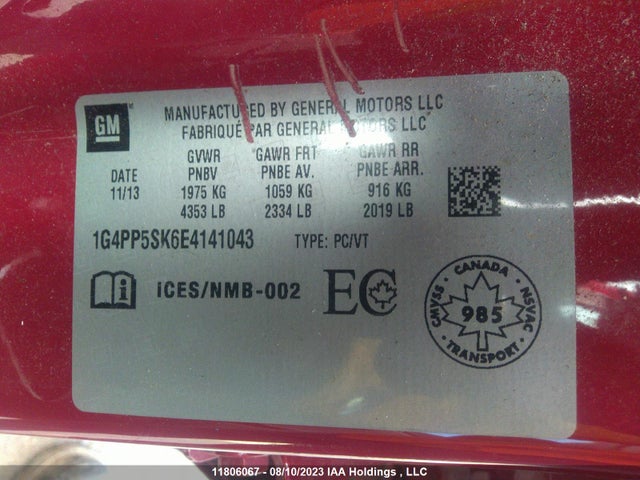 1G4PP5SK6E4141043 Buick Verano Convenience 1