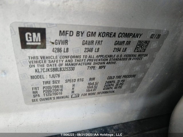 Chevrolet TRAX LS 2020 KL7CJKSB8LB325330 Image 9