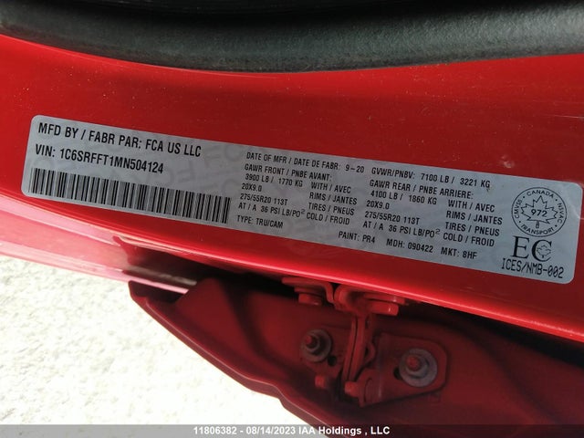 1C6SRFFT1MN504124 RAM 1500 Big Horn