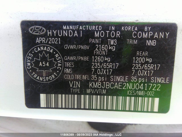Hyundai Tucson Preferred 2022 KM8JBCAE2NU041722 Image 9