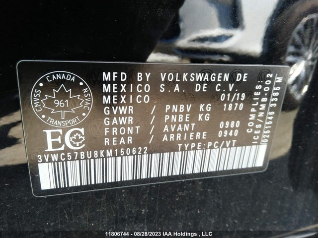 Volkswagen Jetta Comfortline 2019 3VWC57BU8KM150622 Image 9