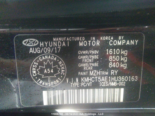 Hyundai ACCENT L 2017 KMHCT5AE1HU360163 Image 9
