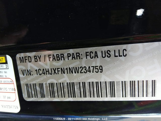 1C4HJXFN1NW234759 Jeep Wrangler Unlimited Rubicon
