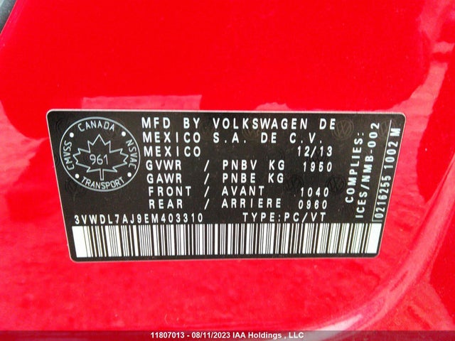 3VWDL7AJ9EM403310 Volkswagen Jetta Sedan Comfortline/highline