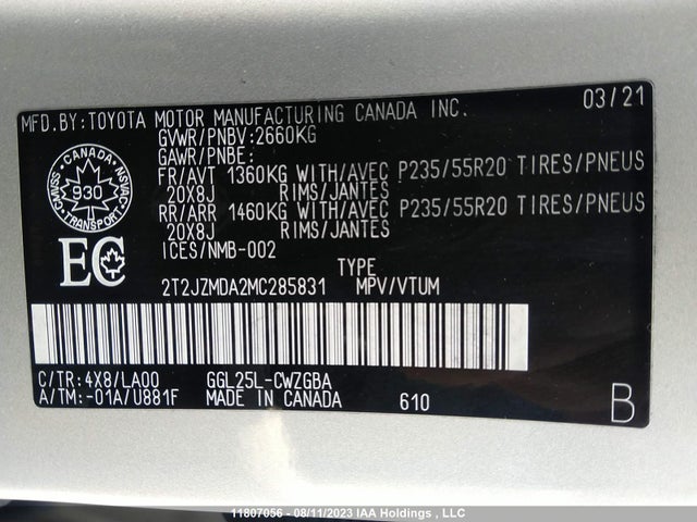 2T2JZMDA2MC285831 Lexus Rx Rx 350
