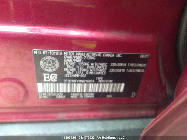 Toyota Rav4 Limited 2021 2T3D1RFV1MW216074 Image 9