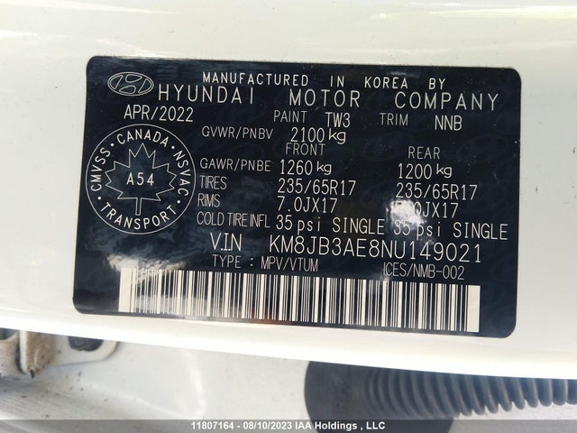 Hyundai Tucson Preferred 2022 KM8JB3AE8NU149021 Image 9