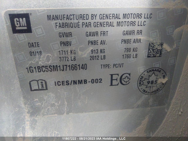 Chevrolet CRUZE LS 2018 1G1BC5SM1J7166140 Image 9