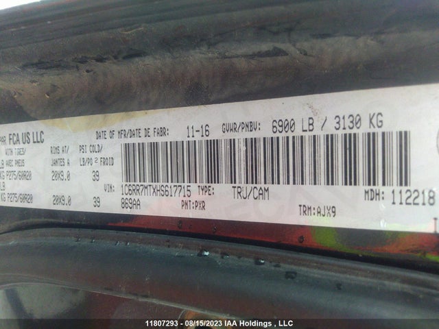 1C6RR7MTXHS617715 RAM 1500 Sport