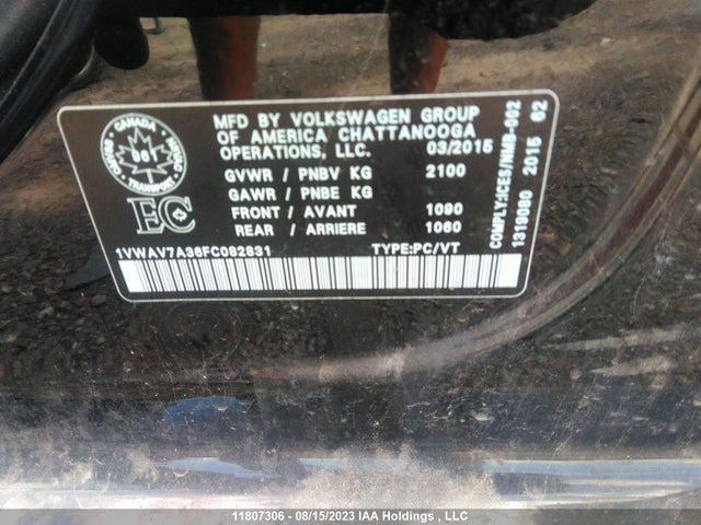 1VWAV7A36FC082831 Volkswagen Passat Trendline