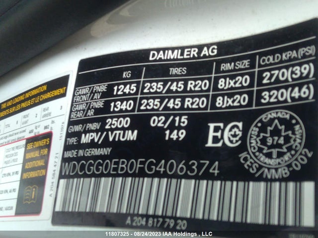 WDCGG0EB0FG406374 Mercedes-Benz Glk-class Glk 250 Bluetec