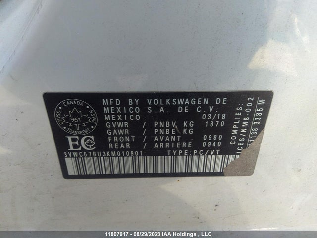 3VWC57BU3KM010901 Volkswagen JETTA