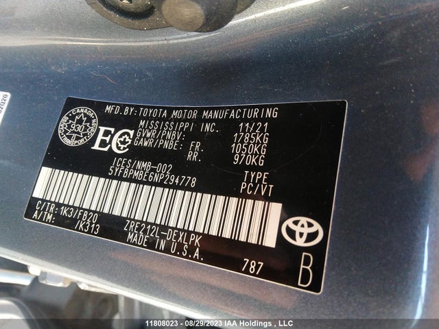 Toyota Corolla L/le/xle 2022 5YFBPMBE6NP294778 Image 9
