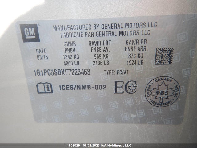 Chevrolet Cruze 1lt 2015 1G1PC5SBXF7223463 Image 10