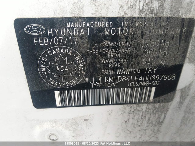 Hyundai ELANTRA GL 2017 KMHD84LF4HU397908 Image 9