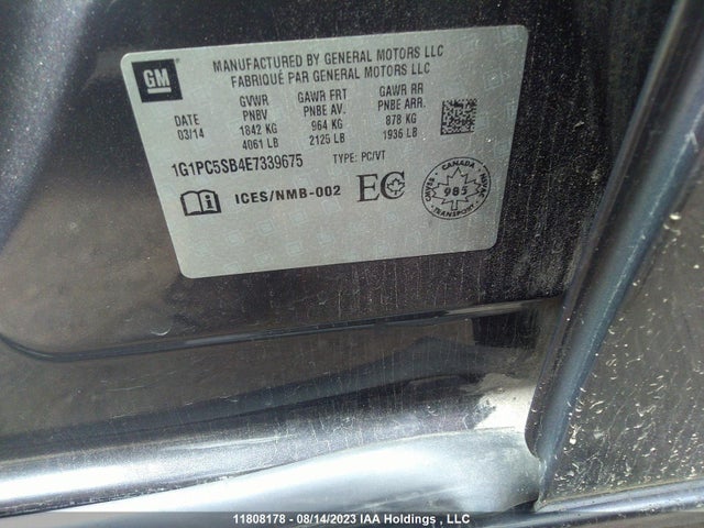 Chevrolet Cruze 1lt 2014 1G1PC5SB4E7339675 Image 11