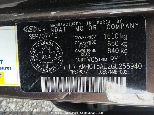 Hyundai ACCENT GL 2016 KMHCT5AE2GU255940 Image 9