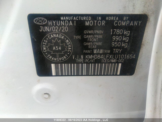 Hyundai Elantra Preferred W 2020 KMHD84LFXLU101654 Image 9