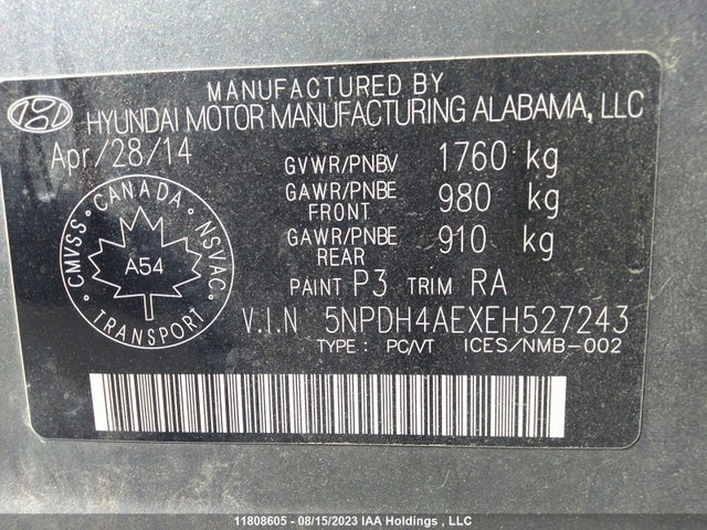 Hyundai ELANTRA GL 2014 5NPDH4AEXEH527243 Image 9