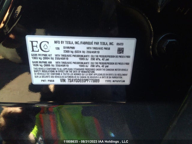 Tesla Model Y 2023 7SAYGDEE0PF775889 Image 26