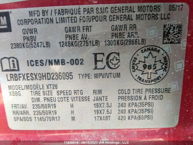 LRBFXESX9HD236095 Buick Envision Premium I