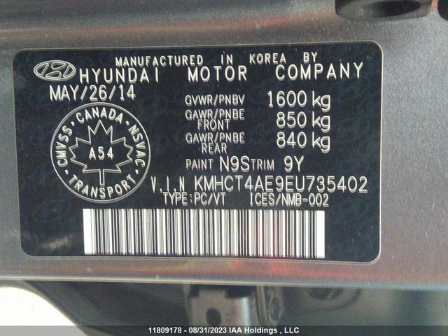 Hyundai ACCENT GL 2014 KMHCT4AE9EU735402 Image 9