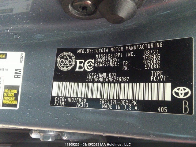 Toyota Corolla L/le/xle 2022 5YFBPMBE6NP279097 Image 9