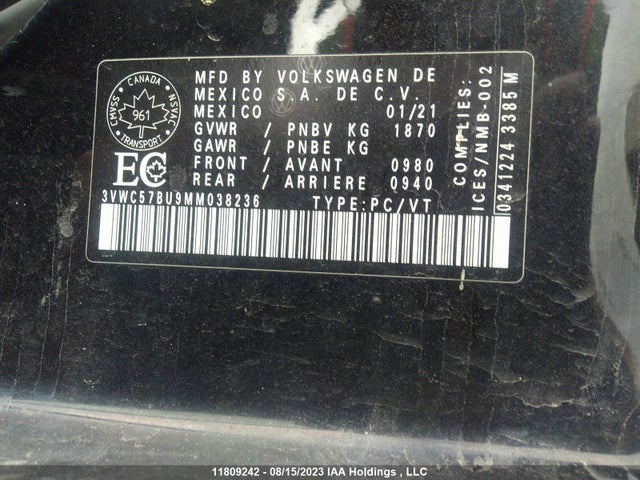 Volkswagen Jetta Comfortline 2021 3VWC57BU9MM038236 Image 9
